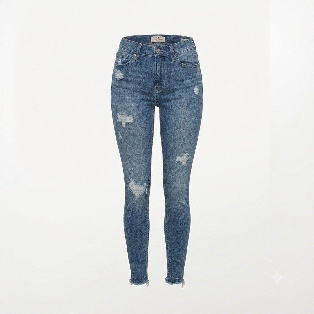 Hollister High Rise Super Skinny Jeans Women's Size 3R Distressed Blue Denim